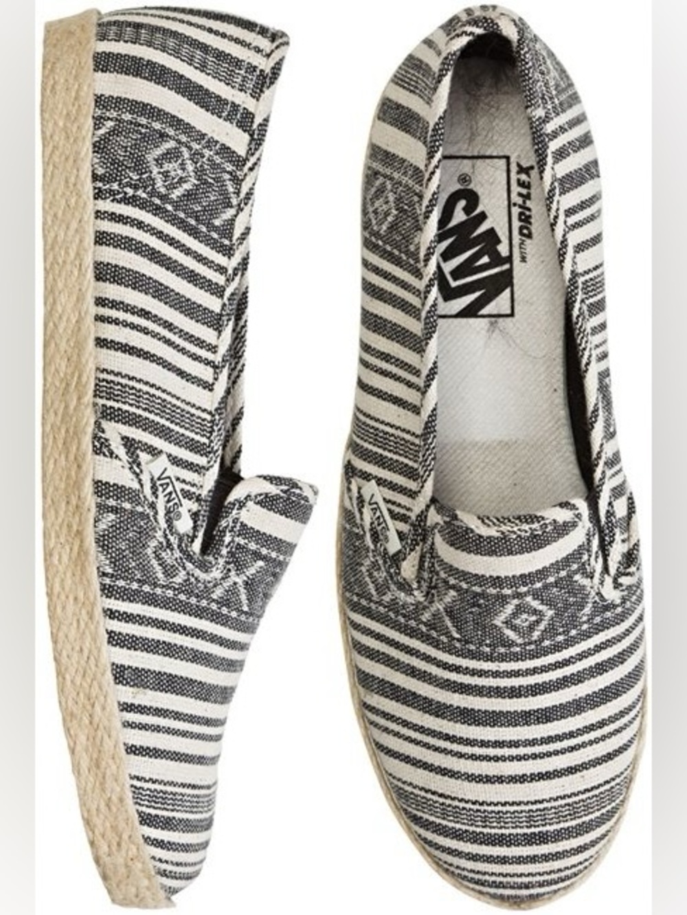 Vans Lo Pro Geometric Striped Gray Slip On Espadrilles